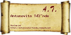 Antunovits Tünde névjegykártya