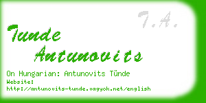 tunde antunovits business card